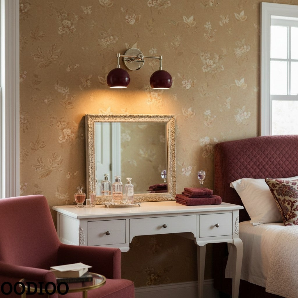 Black Cherry Wall Sconce - Double Bubble Globe-shaped Bath Light