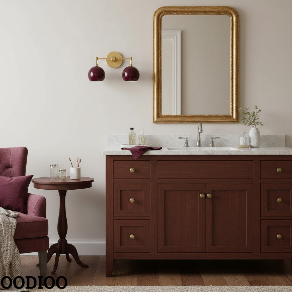 Black Cherry Wall Sconce - Double Bubble Globe-shaped Bath Light