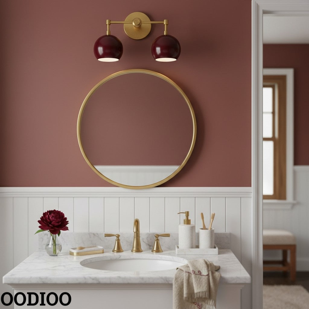 Black Cherry Wall Sconce - Double Bubble Globe-shaped Bath Light
