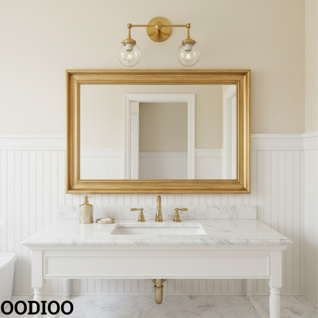 Two-Light Sconce - Double Head Glass Bathroom Wall Light