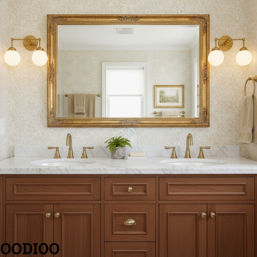 Two-Light Sconce - Double Head Glass Bathroom Wall Light
