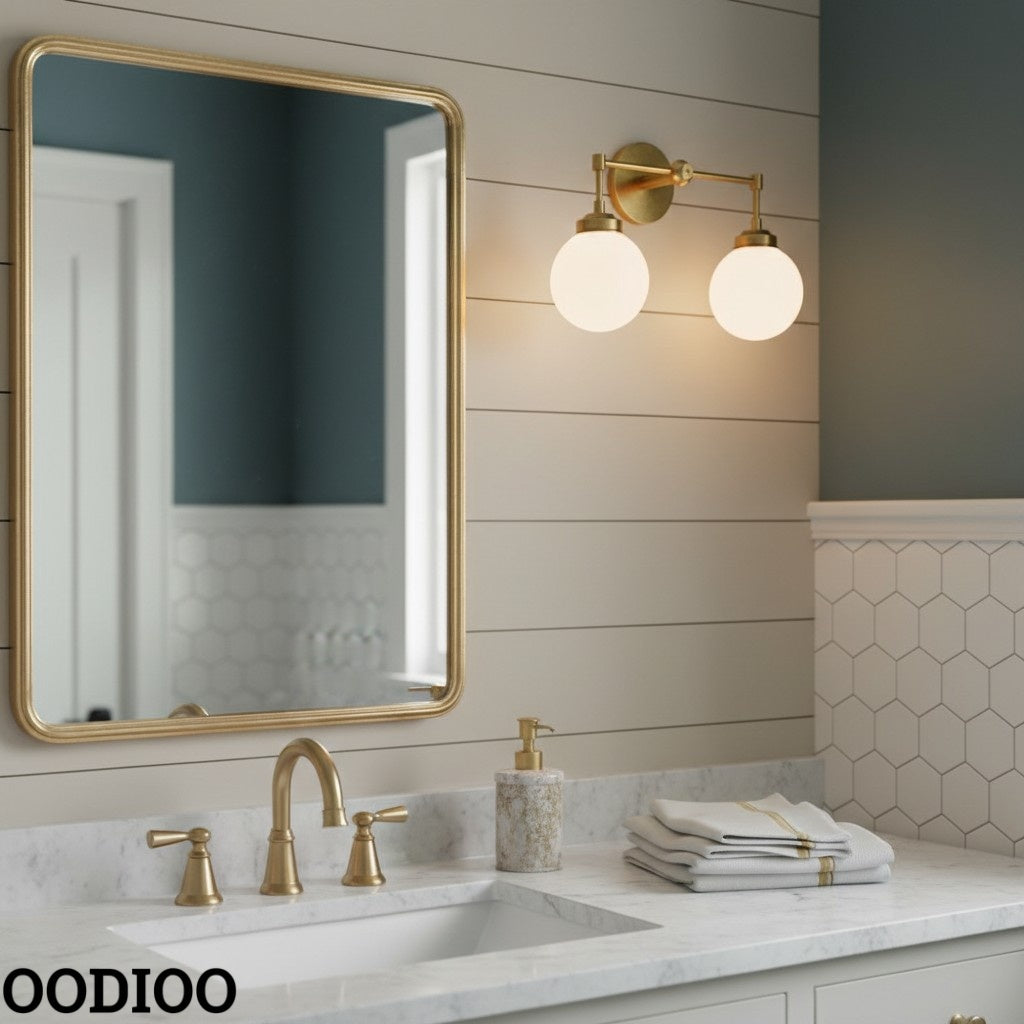 Two-Light Sconce - Double Head Glass Bathroom Wall Light