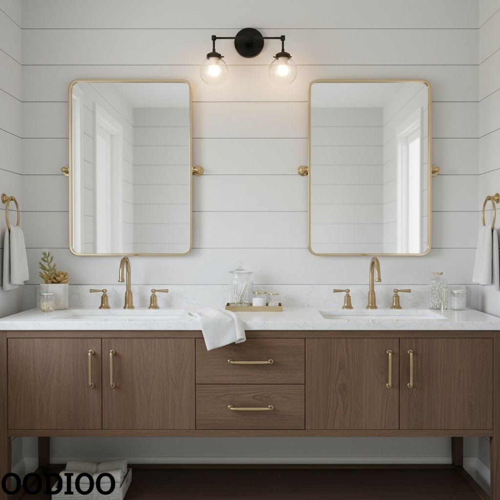Two-Light Sconce - Double Head Glass Bathroom Wall Light