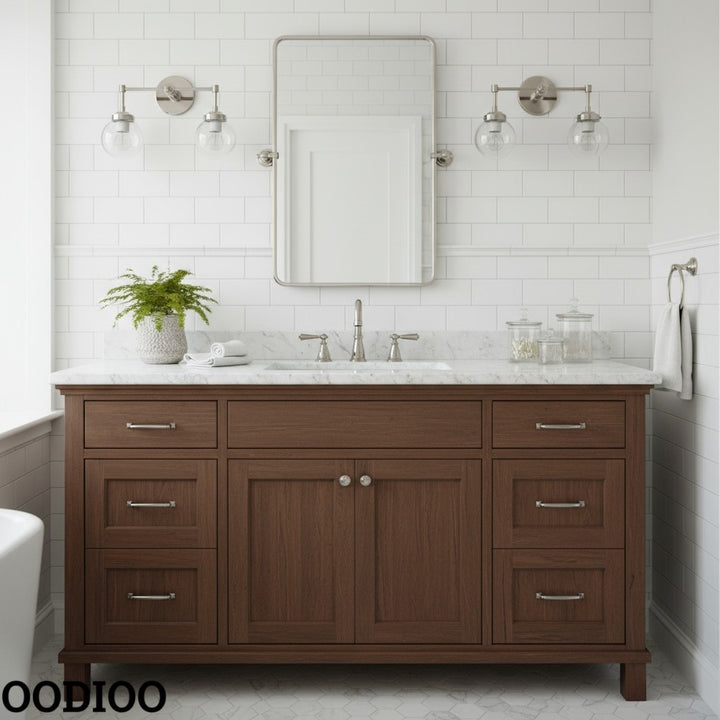 Two-Light Sconce - Double Head Glass Bathroom Wall Light