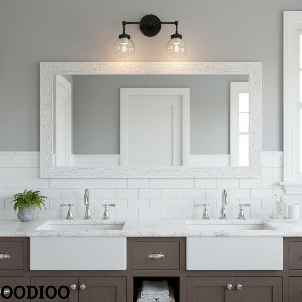 Two-Light Sconce - Double Head Glass Bathroom Wall Light