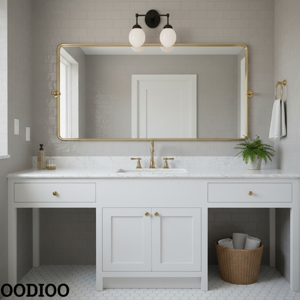 Two-Light Sconce - Double Head Glass Bathroom Wall Light