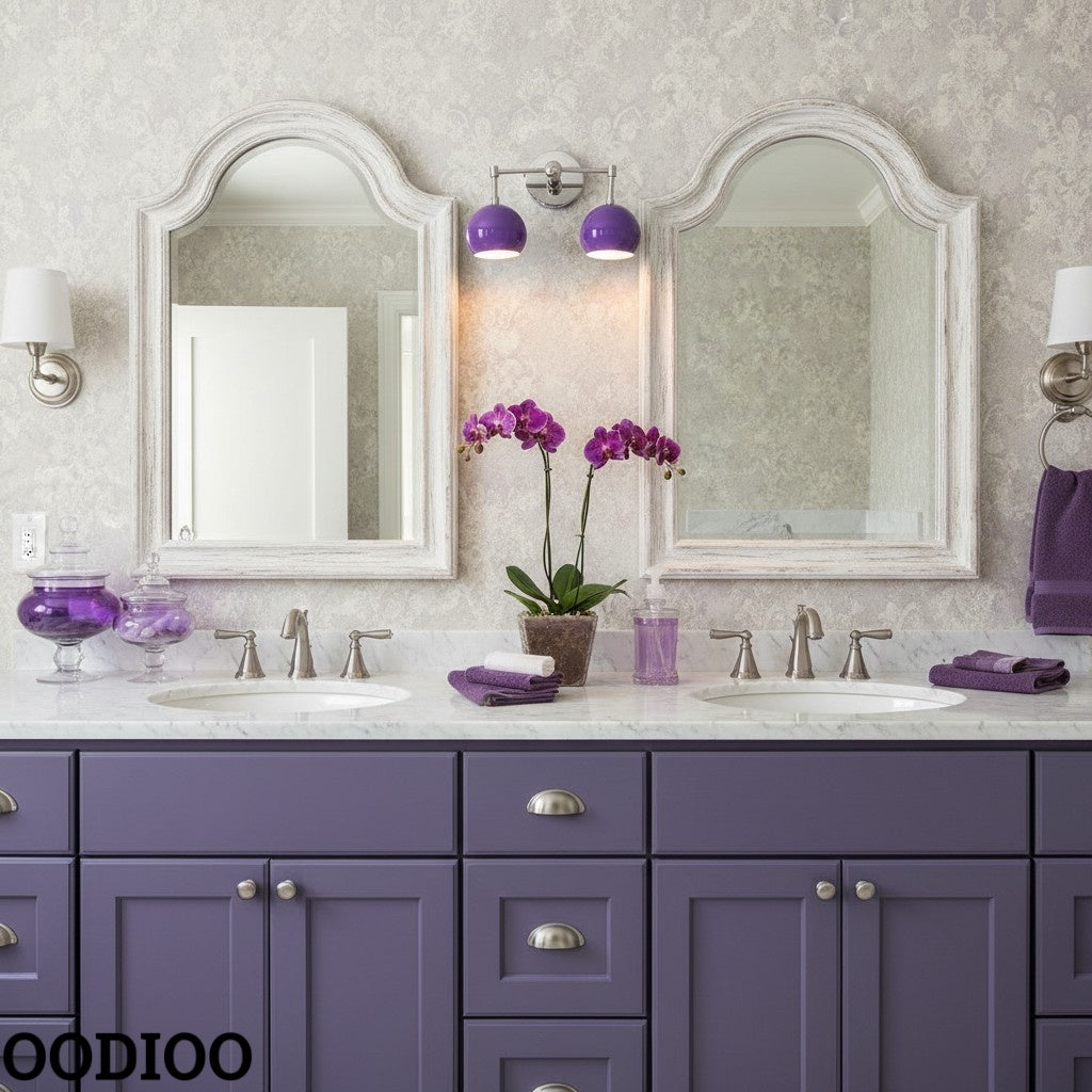 Orchid Shades Sconce - Double Ball Gloss Purple Bath Wall Light
