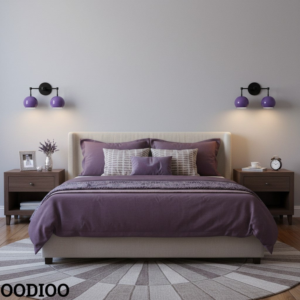 Orchid Shades Sconce - Double Ball Gloss Purple Bath Wall Light