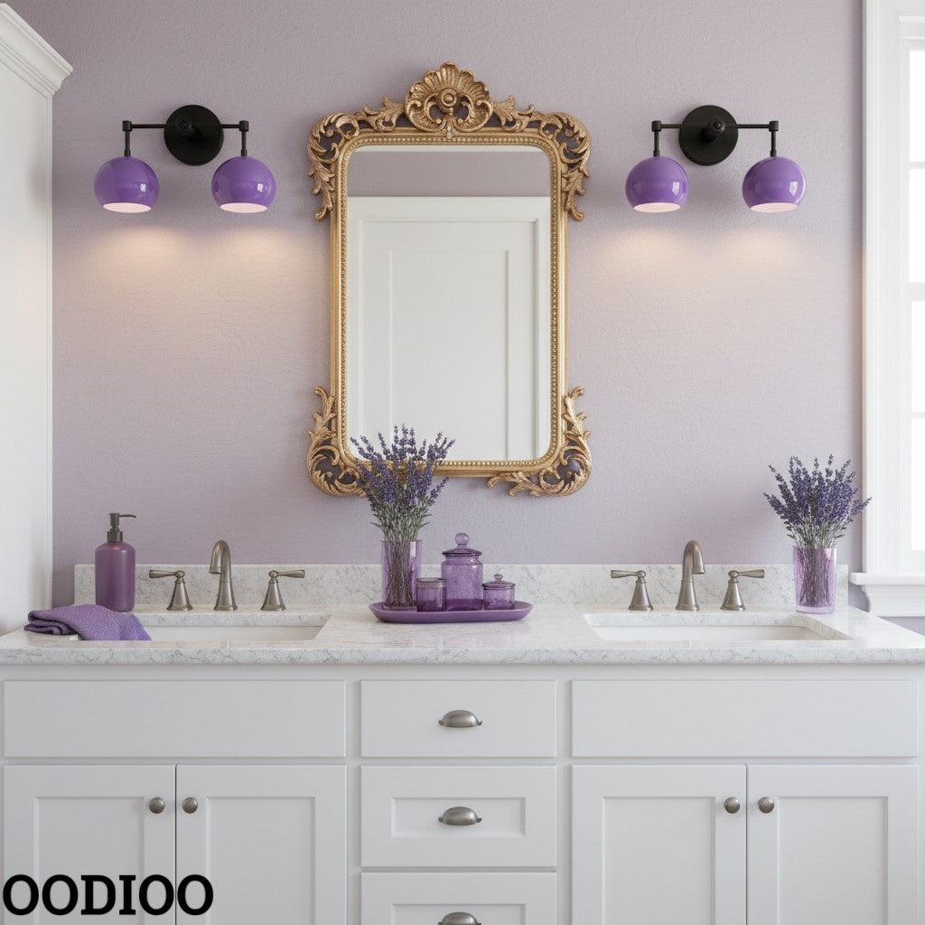 Orchid Shades Sconce - Double Ball Gloss Purple Bath Wall Light
