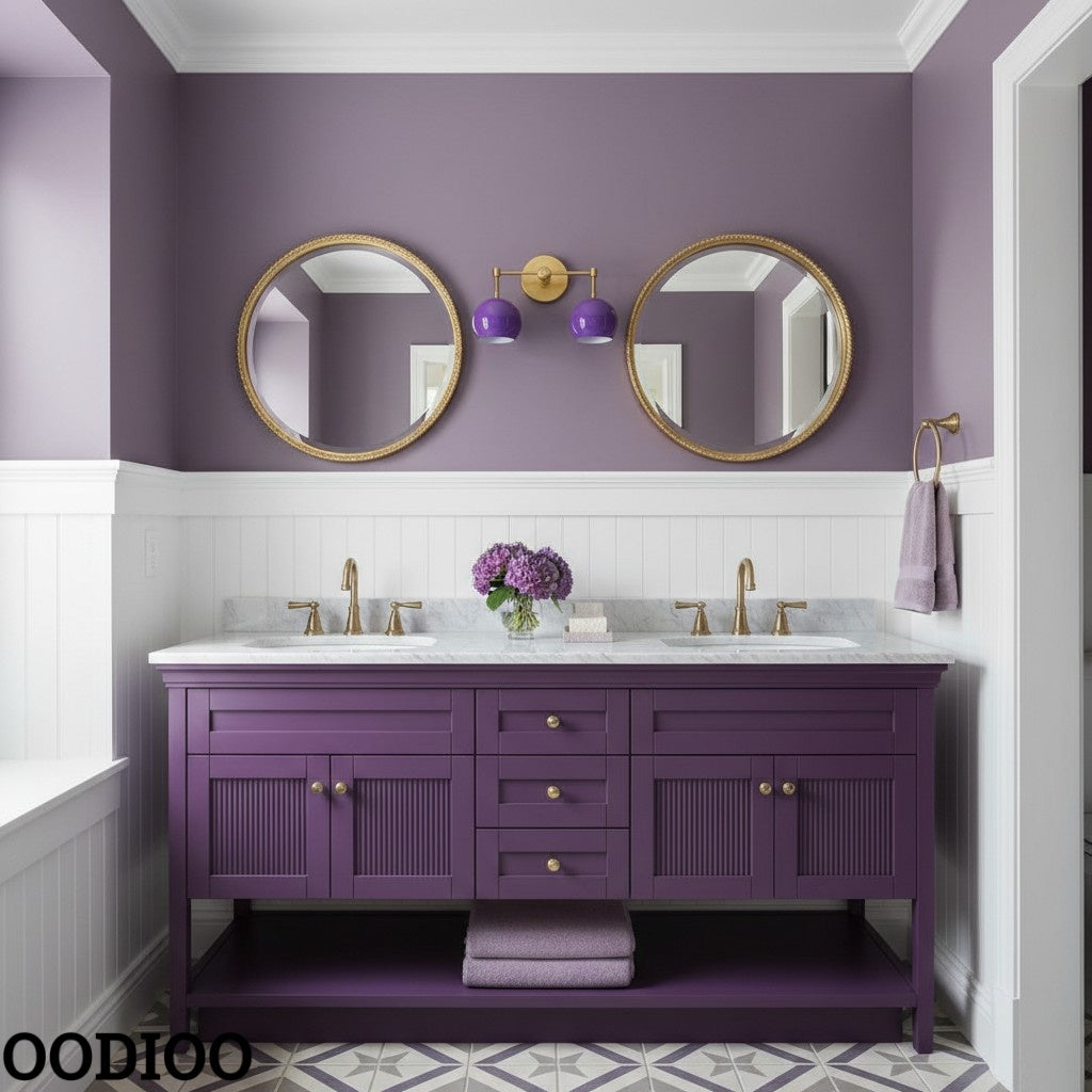 Orchid Shades Sconce - Double Ball Gloss Purple Bath Wall Light