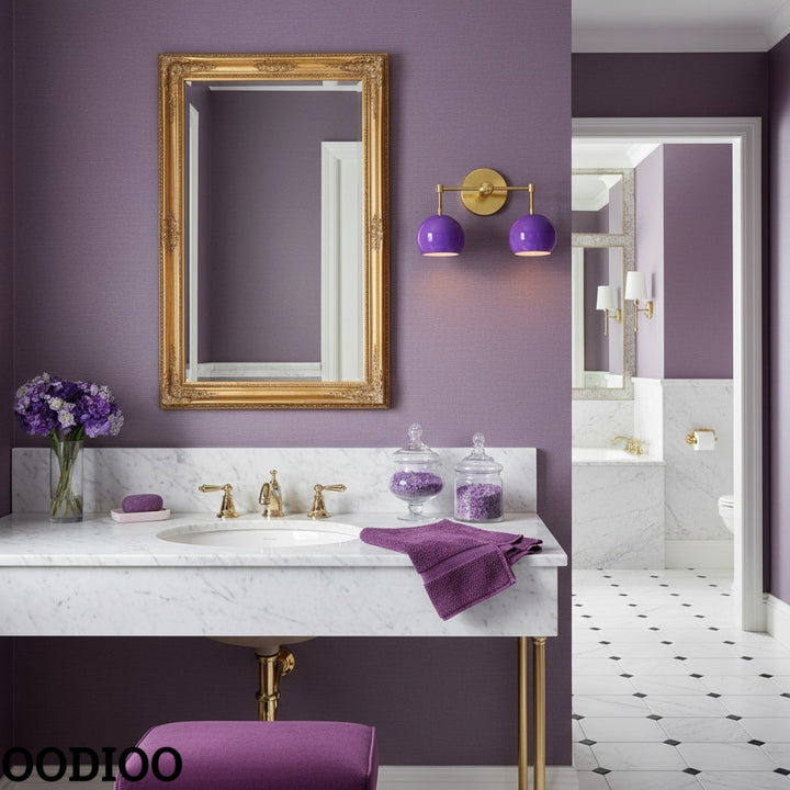 Orchid Shades Sconce - Double Ball Gloss Purple Bath Wall Light