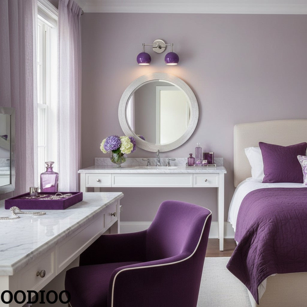 Orchid Shades Sconce - Double Ball Gloss Purple Bath Wall Light