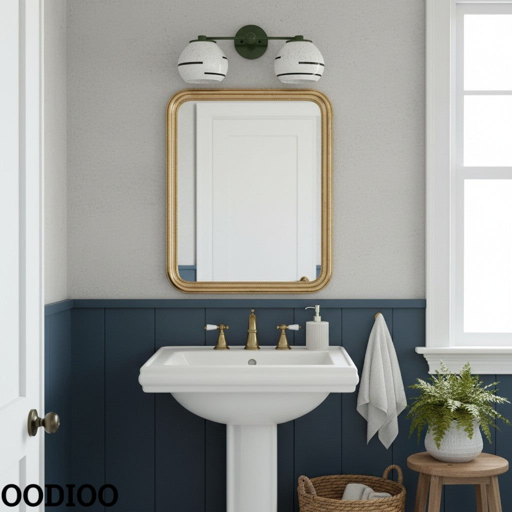 Two Light Delta Wall Sconce - Double Head Vanity Ceramic Wall Lamp