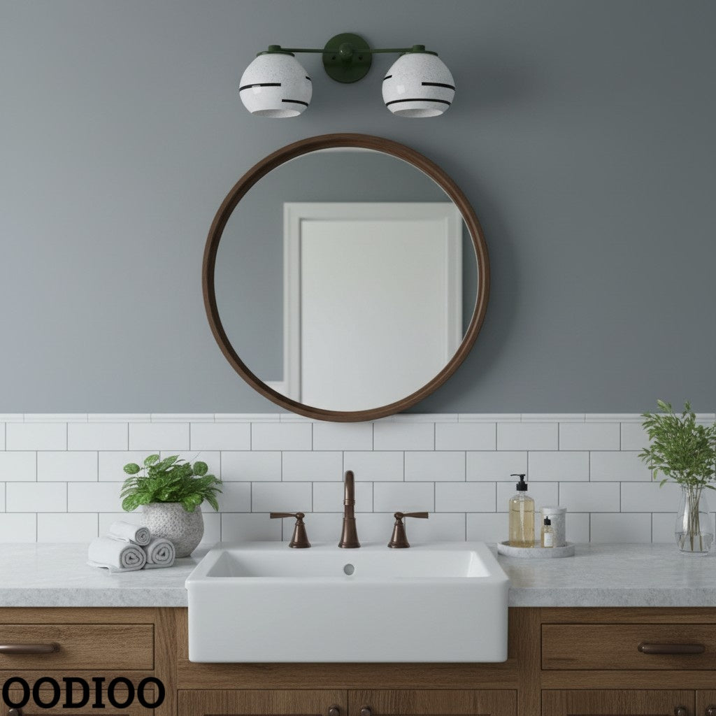 Two Light Delta Wall Sconce - Double Head Vanity Ceramic Wall Lamp