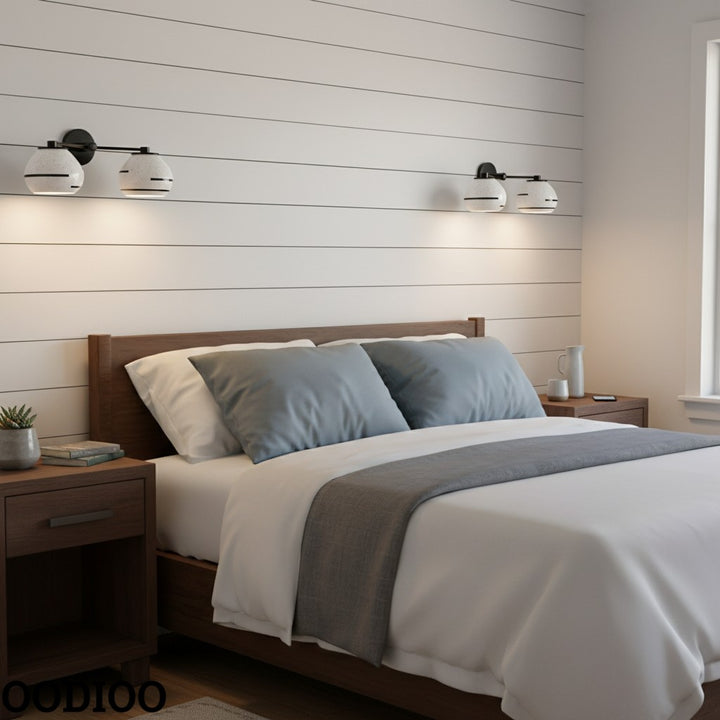 Two Light Delta Wall Sconce - Double Head Vanity Ceramic Wall Lamp