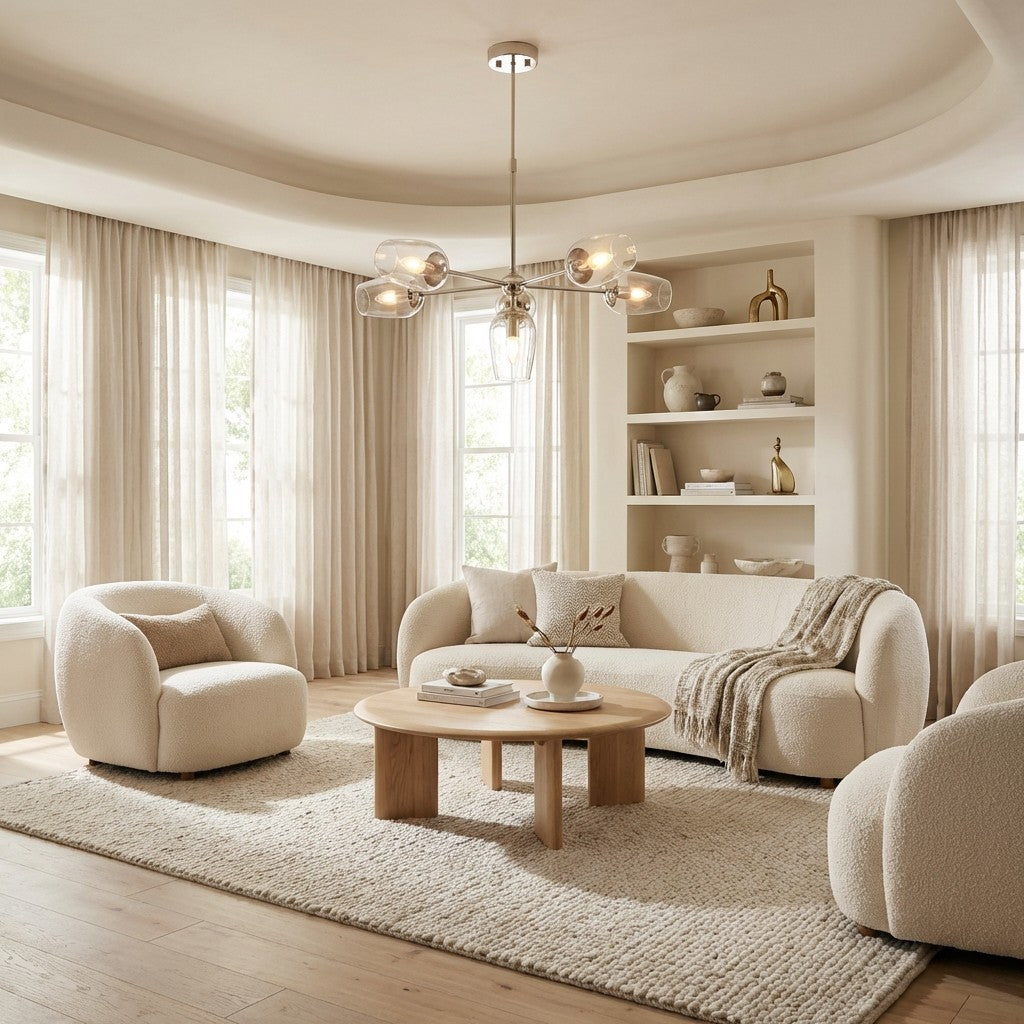Serion Glass 6-Light Pendant Light - Modern Pendant with Clear Glass Shades for Living Room