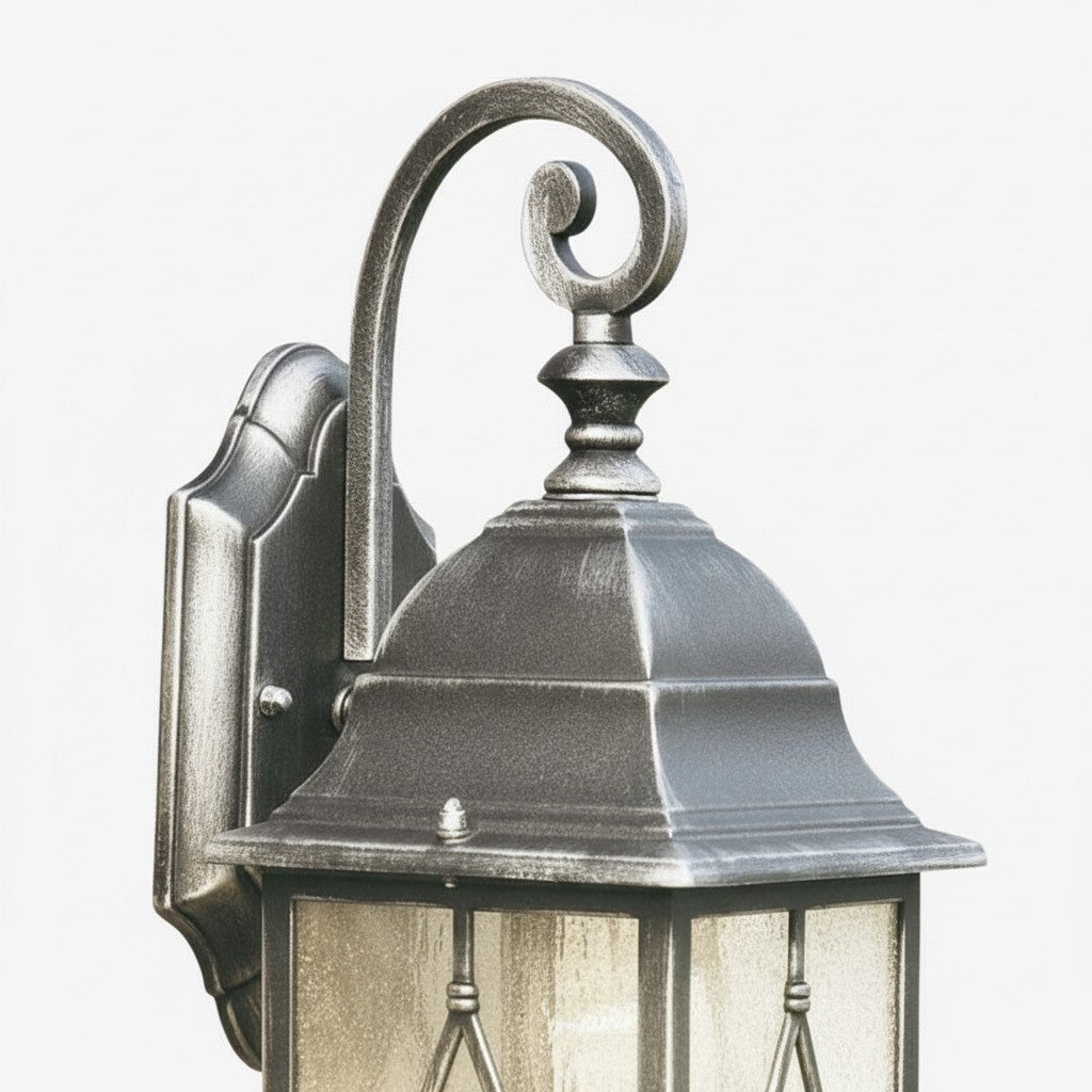 Frostine Traditional Outdoor Wall Light - Leaded Water Glass Lantern for Porch and Patio Lighting