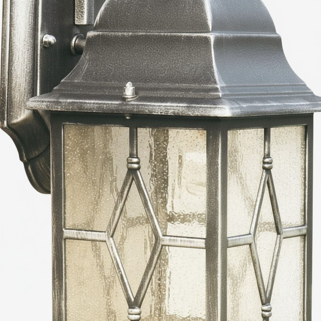 Frostine Traditional Outdoor Wall Light - Leaded Water Glass Lantern for Porch and Patio Lighting