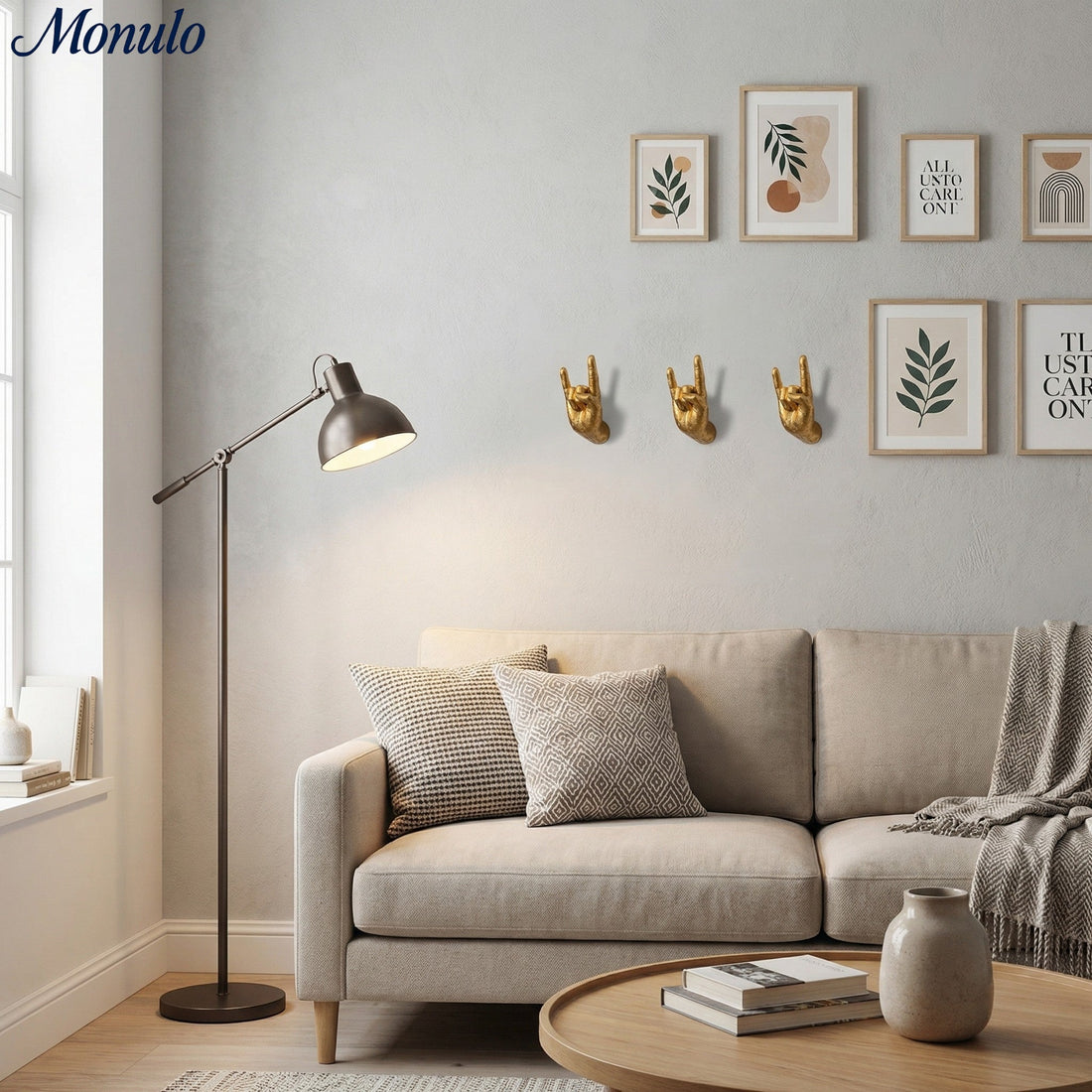 Kickra Decorative Hand Wall Hooks - Modern Art Storage for Living Room