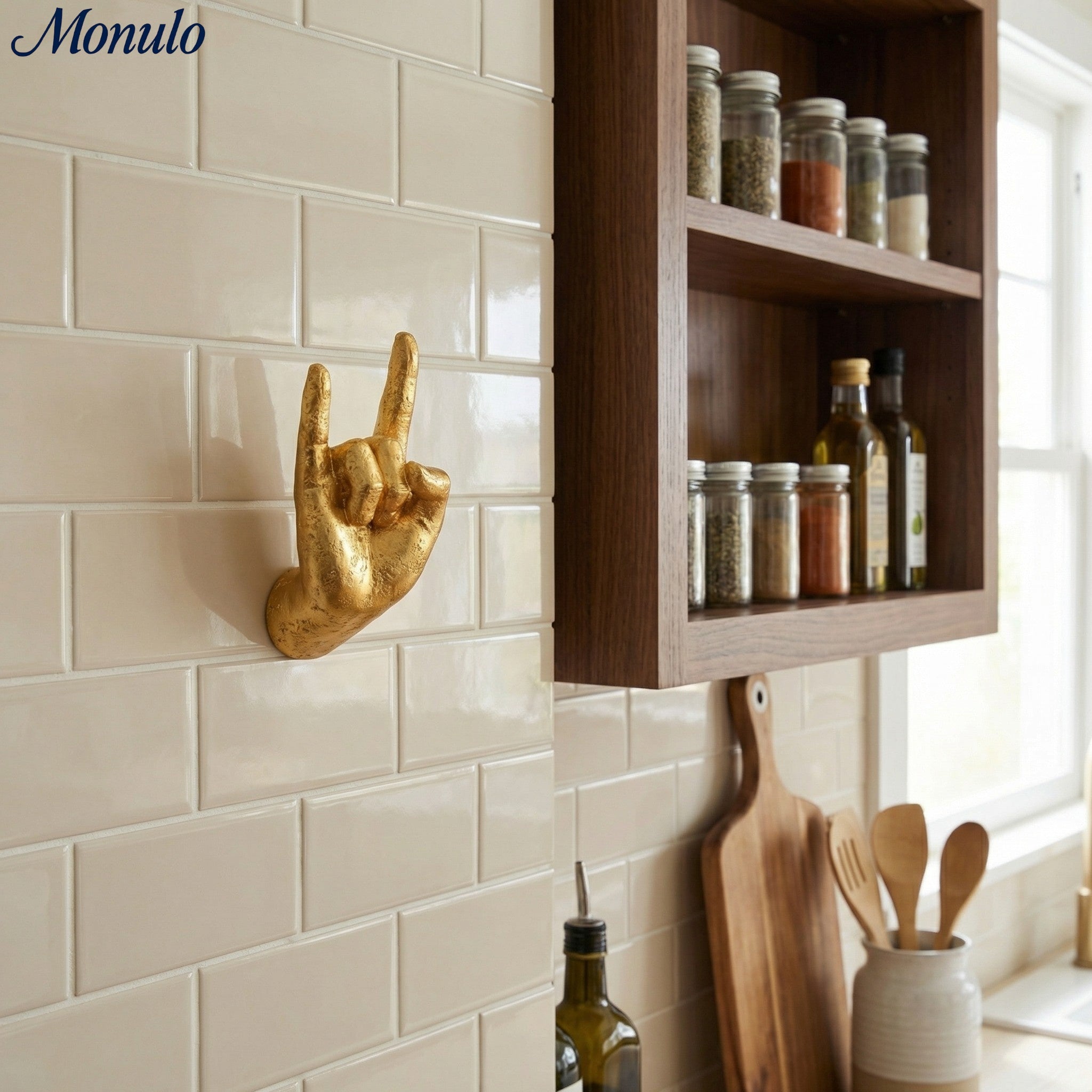 Kickra Decorative Hand Wall Hooks - Modern Art Storage for Living Room