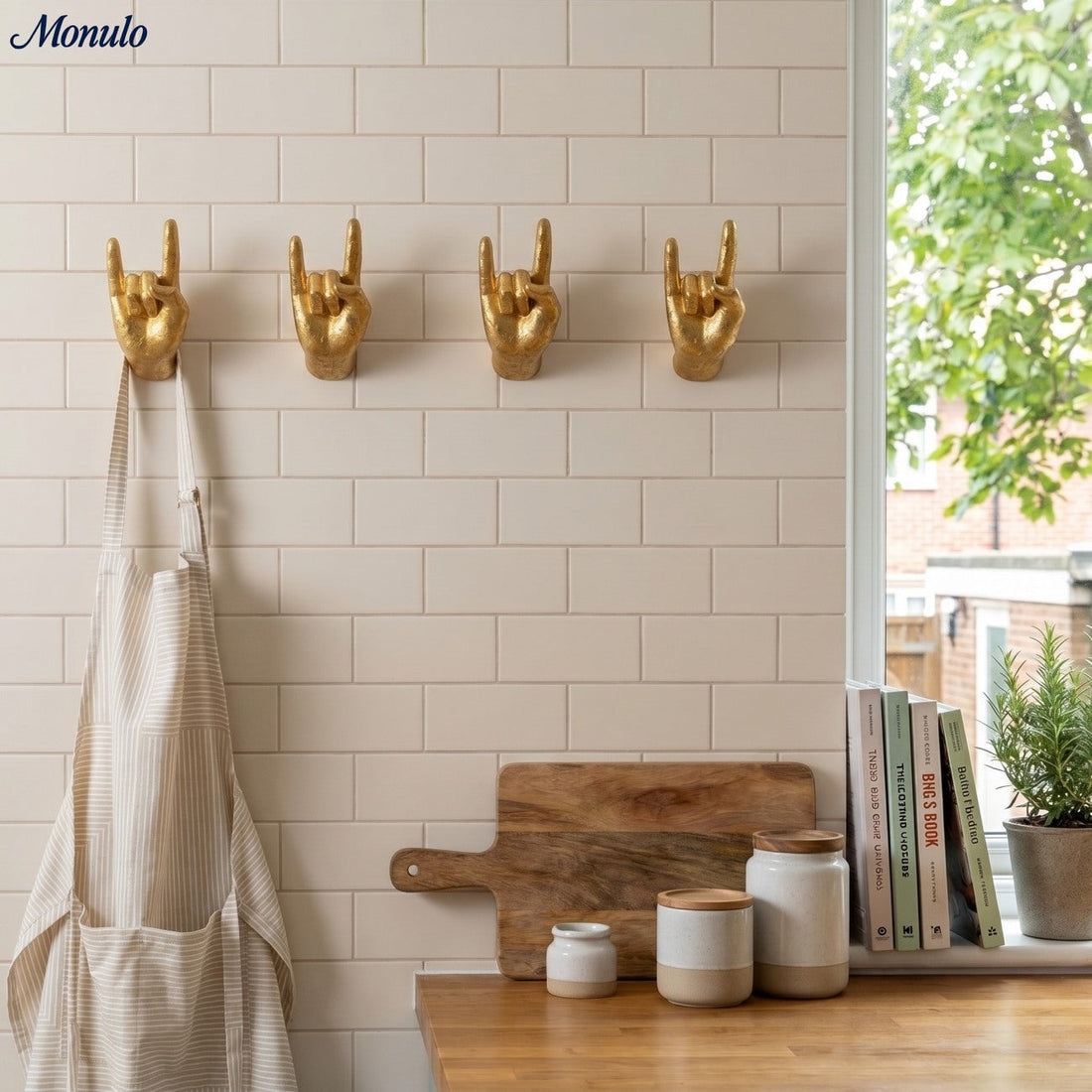 Kickra Decorative Hand Wall Hooks - Modern Art Storage for Living Room