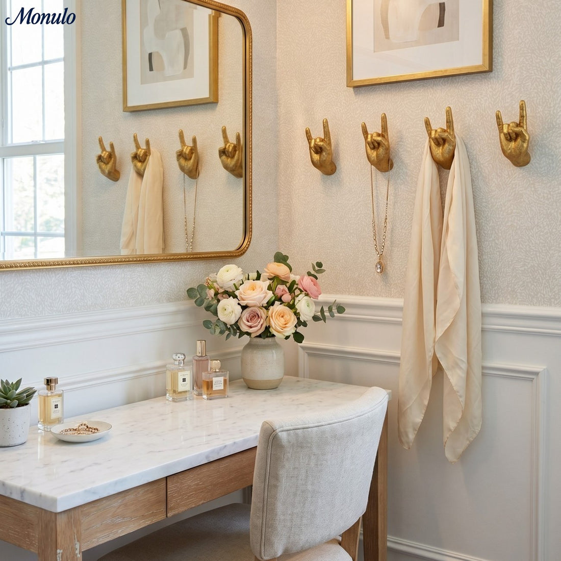 Kickra Decorative Hand Wall Hooks - Modern Art Storage for Living Room