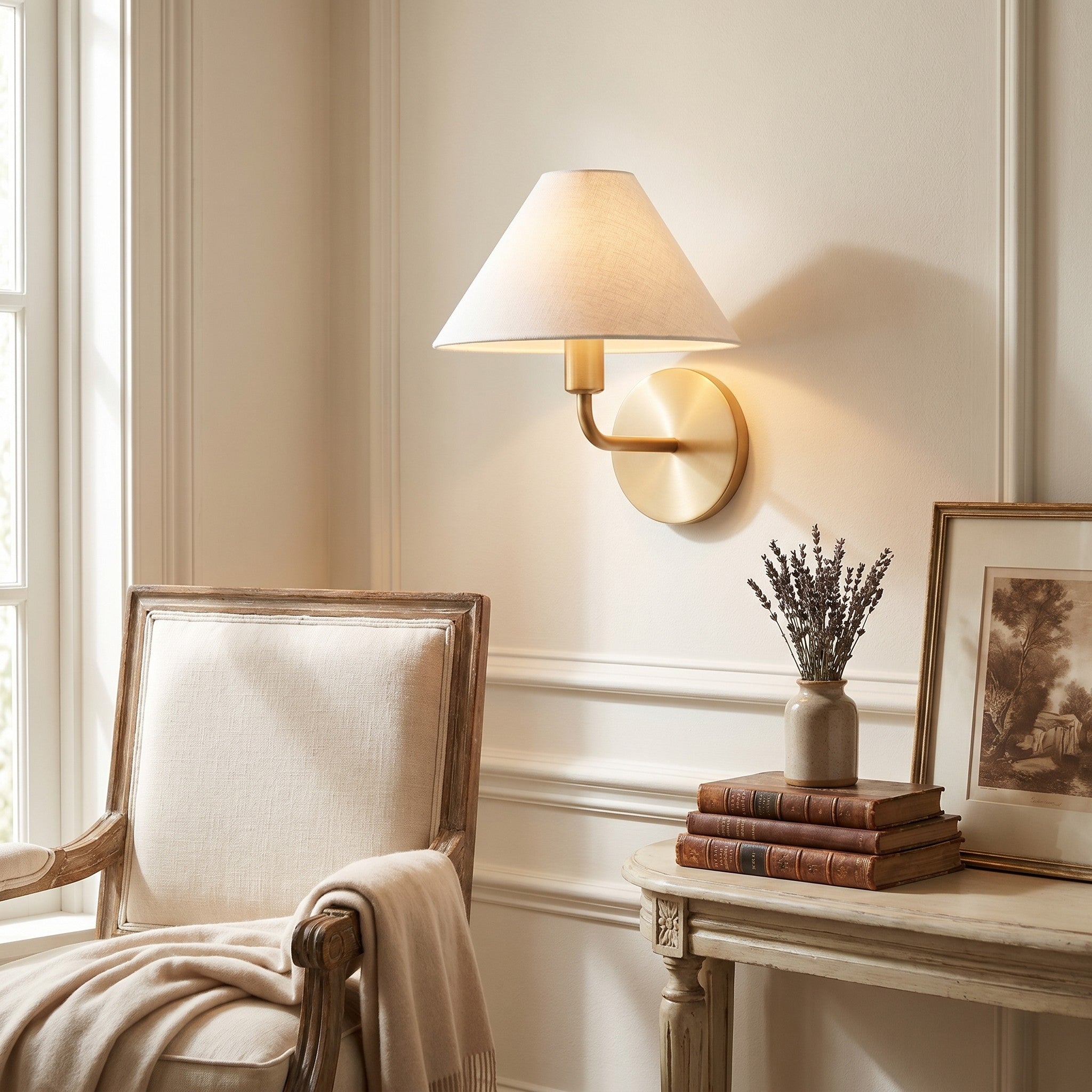 Diora Wall Sconce Light - Modern Brass Fixture with Elegant Shade