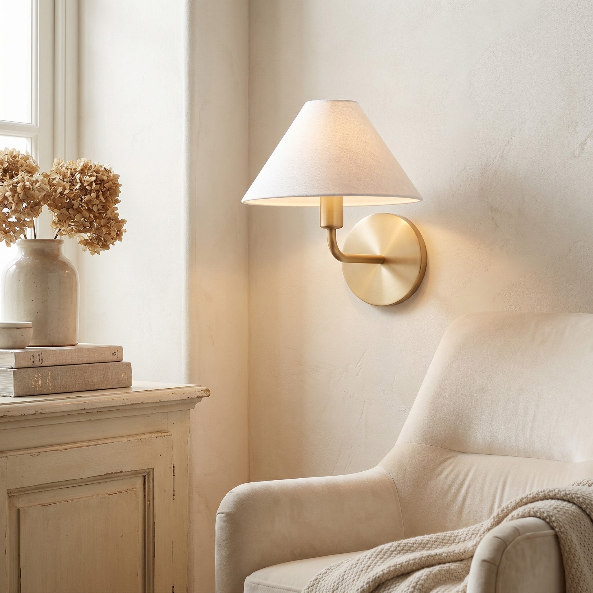 Diora Wall Sconce Light - Modern Brass Fixture with Elegant Shade