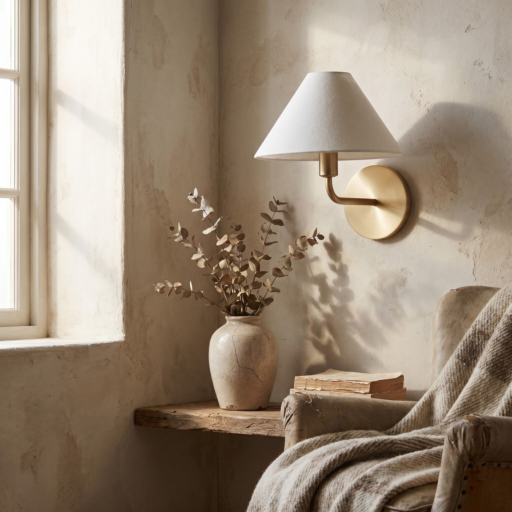 Diora Wall Sconce Light - Modern Brass Fixture with Elegant Shade