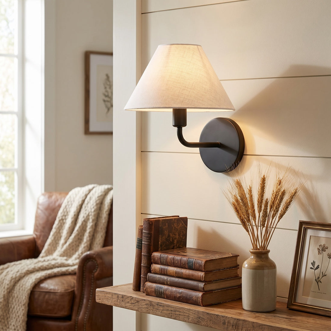 Diora Wall Sconce Light - Modern Brass Fixture with Elegant Shade