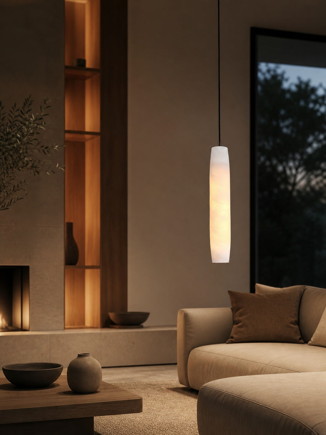 Alabaster Flute Pendant Light