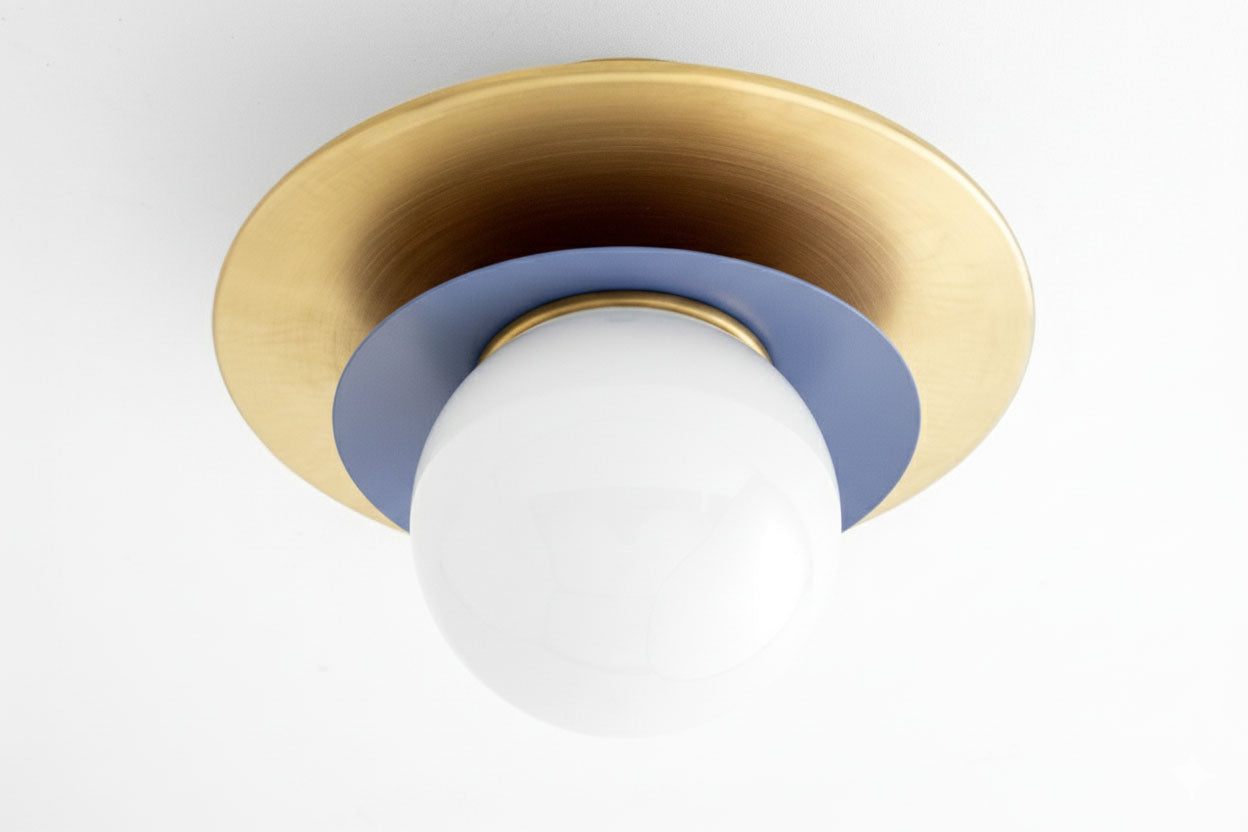 Artivo Layered Brass Globe Light – Versatile Opal Glass Ceiling or Wall Sconce for Stylish Spaces