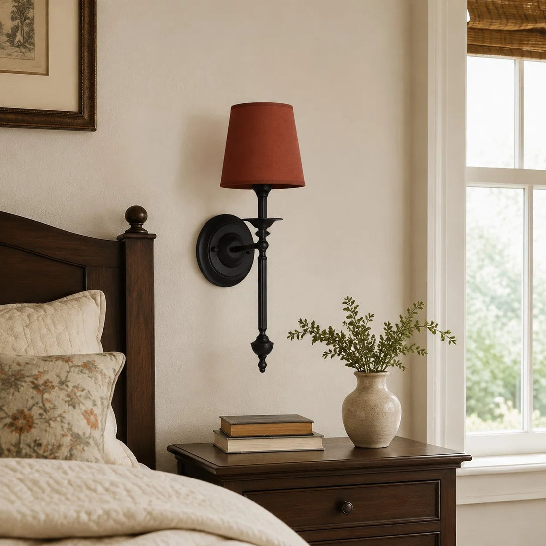 Arcuma 1 Head Black Red in a bedroom setting