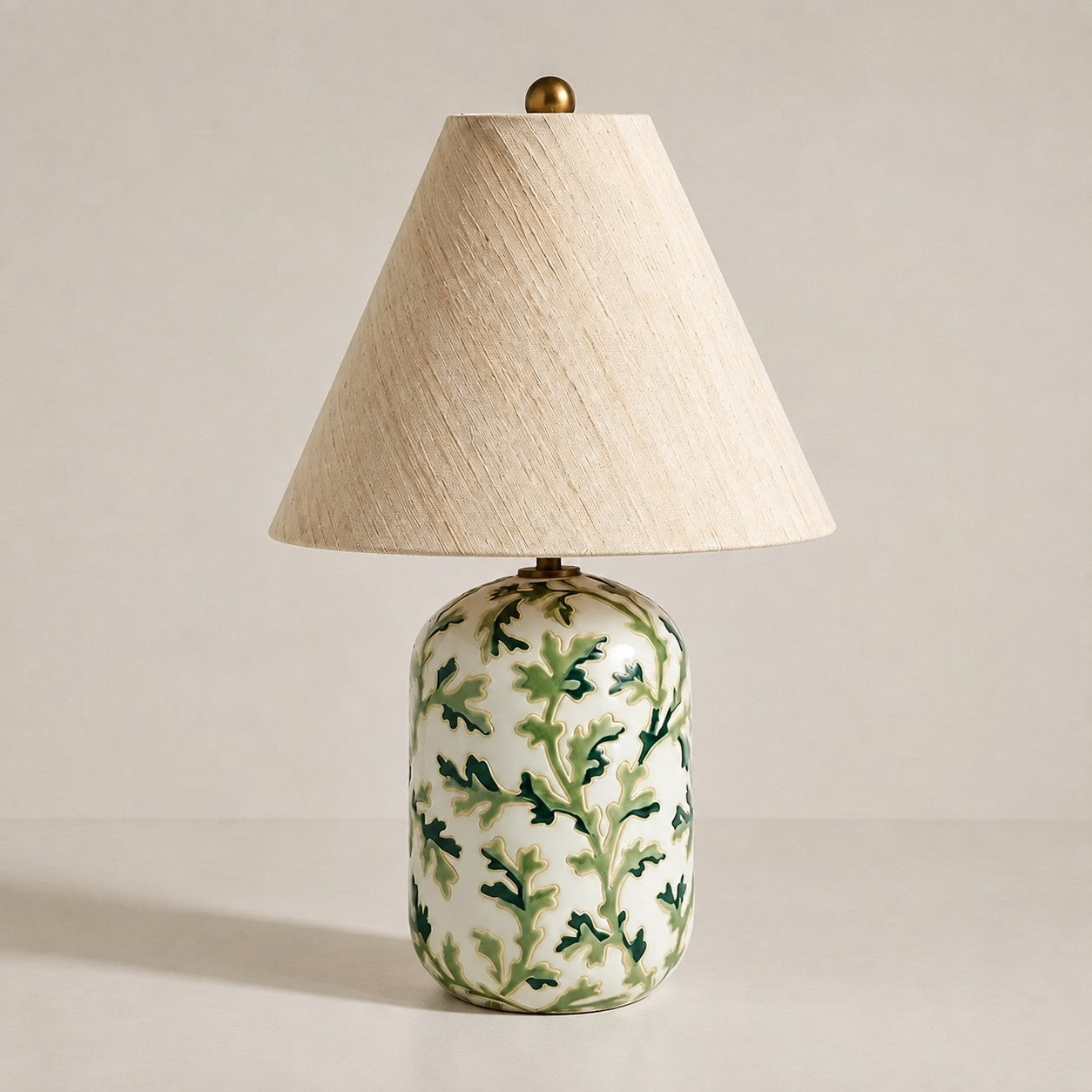 Ceruna Ceramic Table Lamp - Tapered Linen Shade Wax Resist for Bedroom