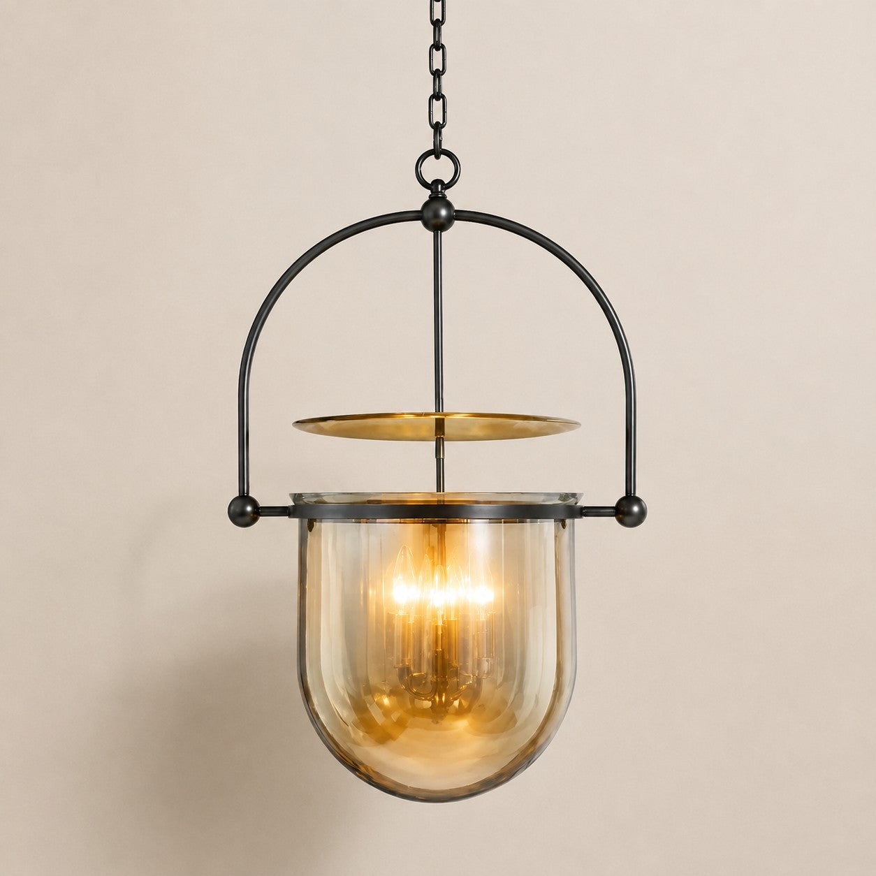 Vintage Ribbed Glass Pendant Light