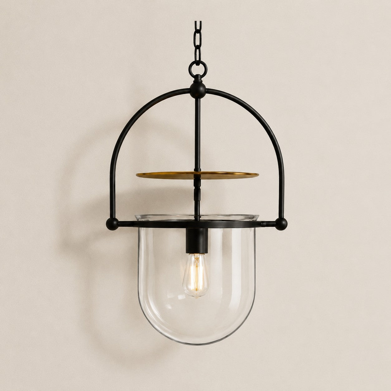 Vintage Ribbed Glass Pendant Light