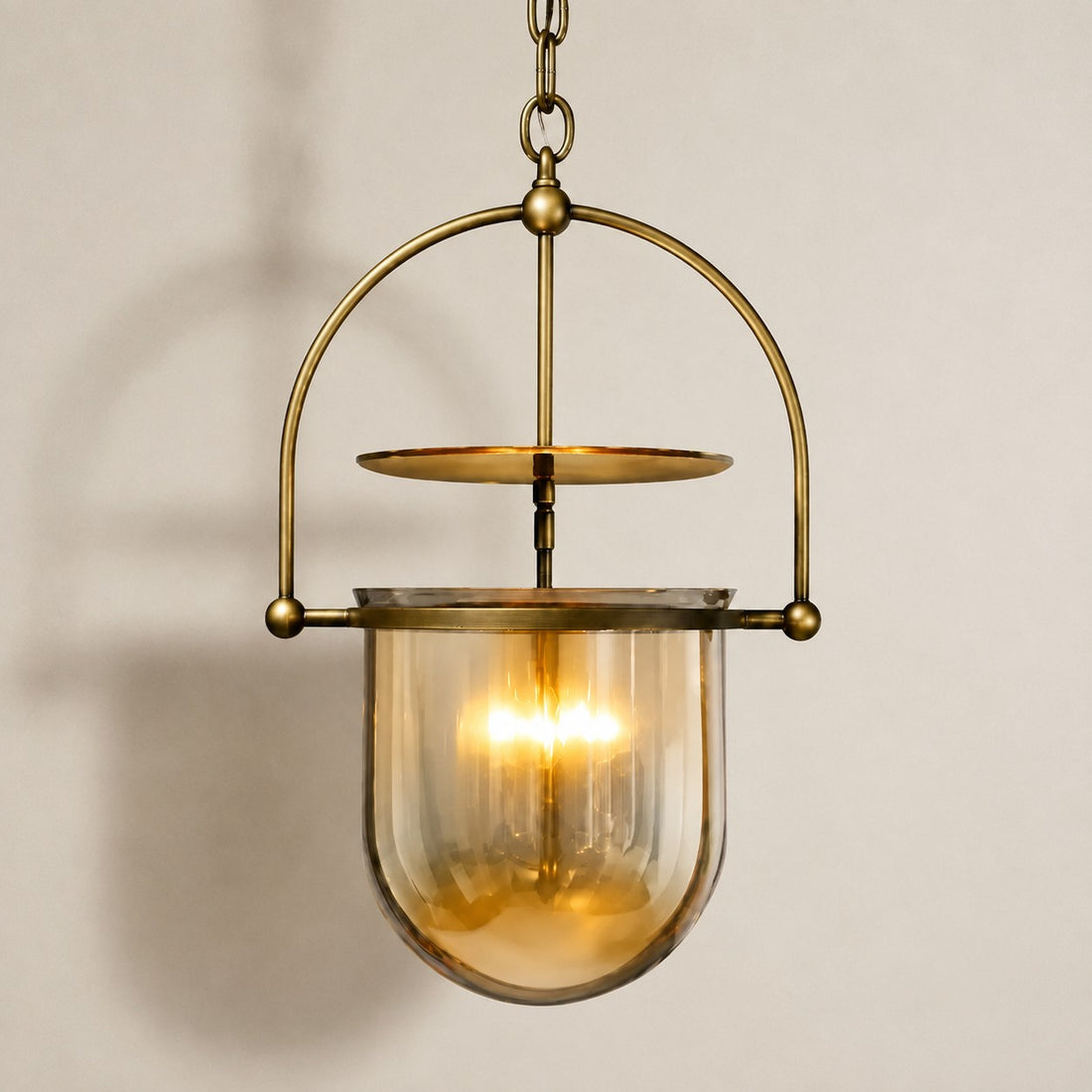 Vintage Ribbed Glass Pendant Light