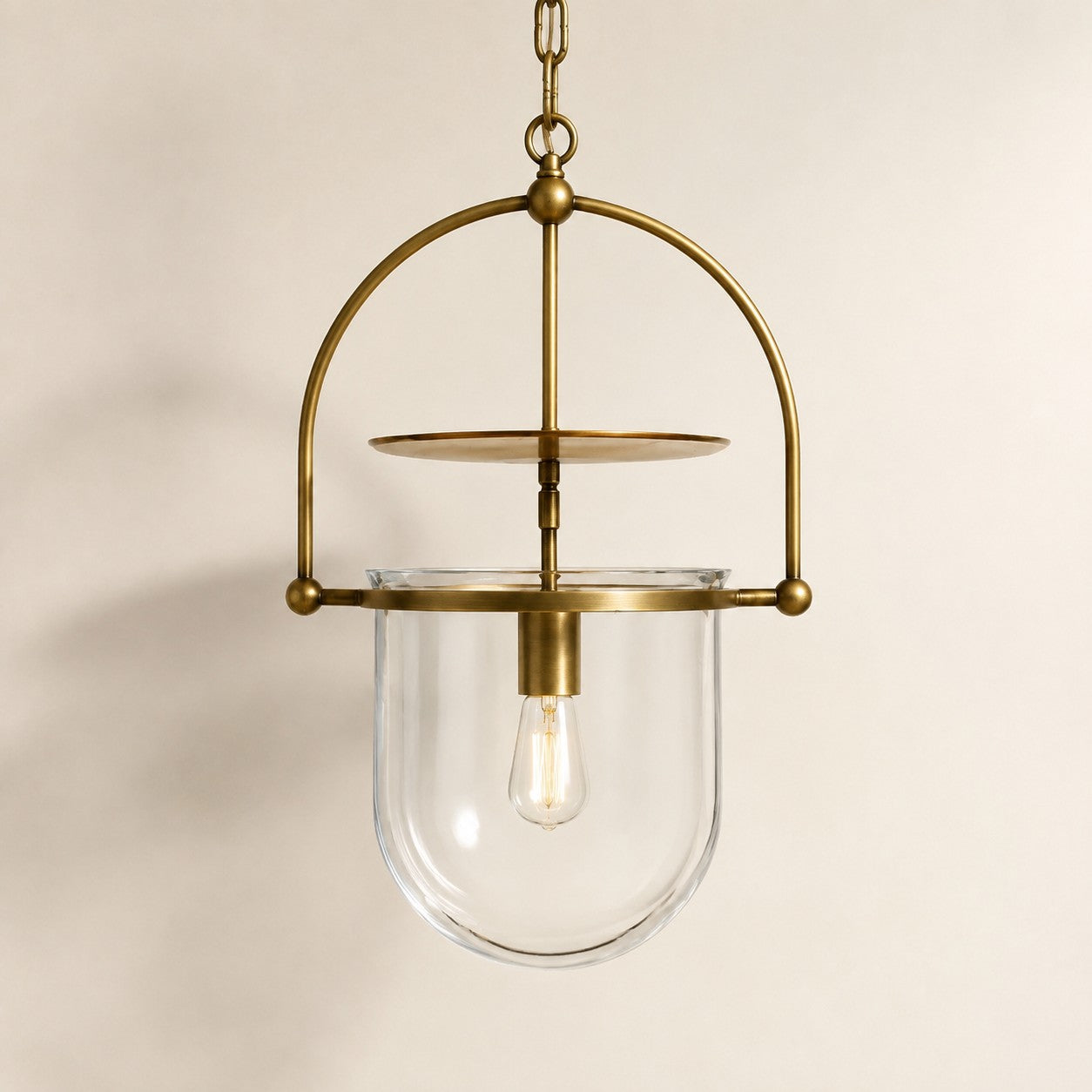 Vintage Ribbed Glass Pendant Light