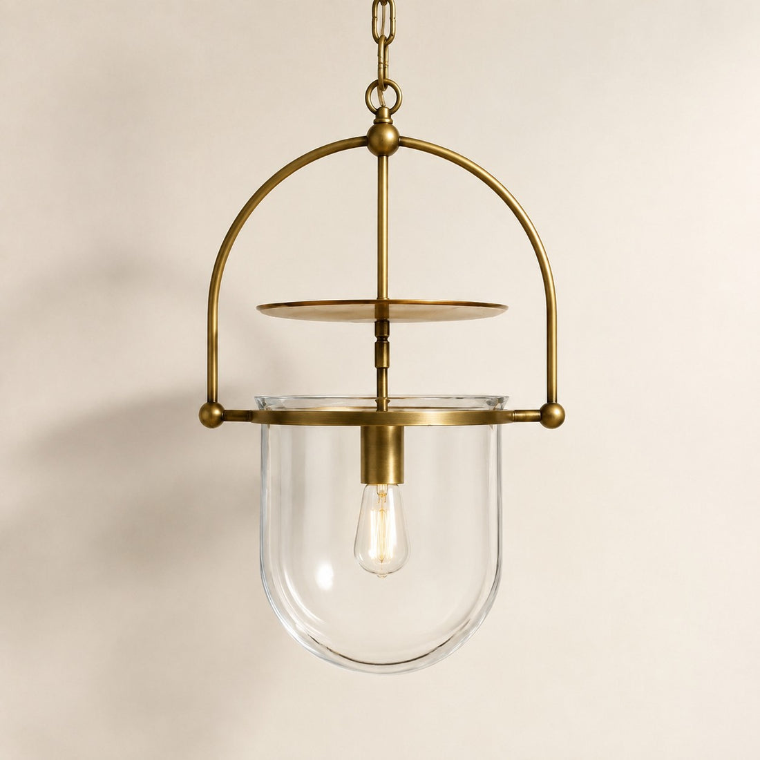 Vintage Ribbed Glass Pendant Light