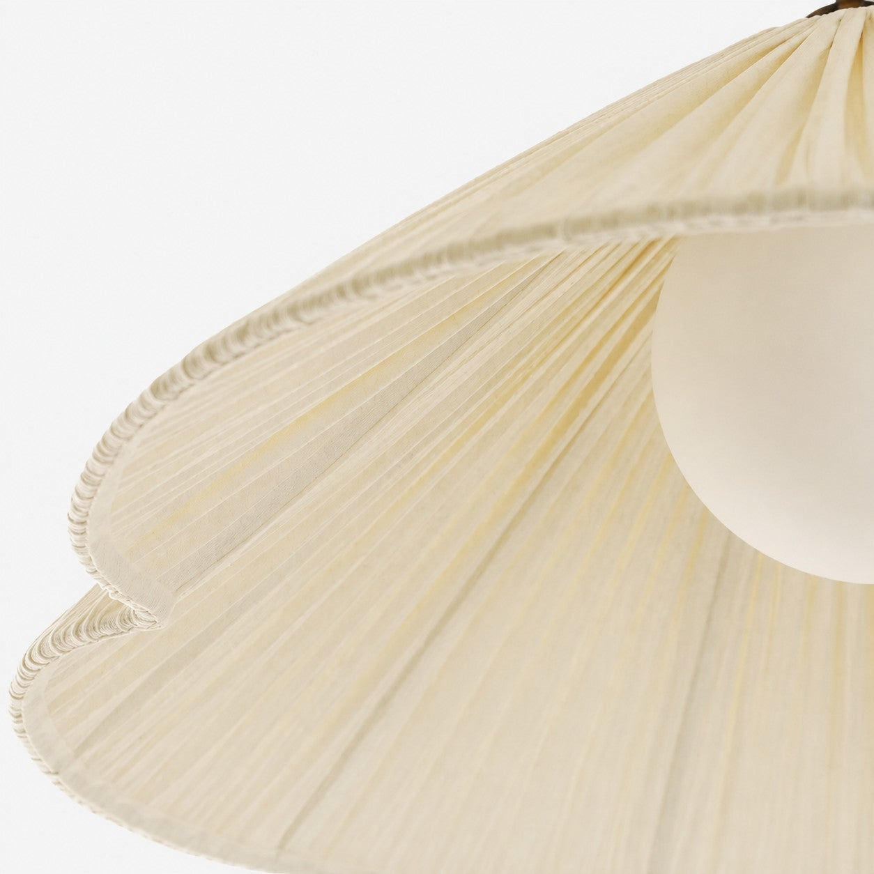 Lindi - aged brass and linen oversized scalloped pendant