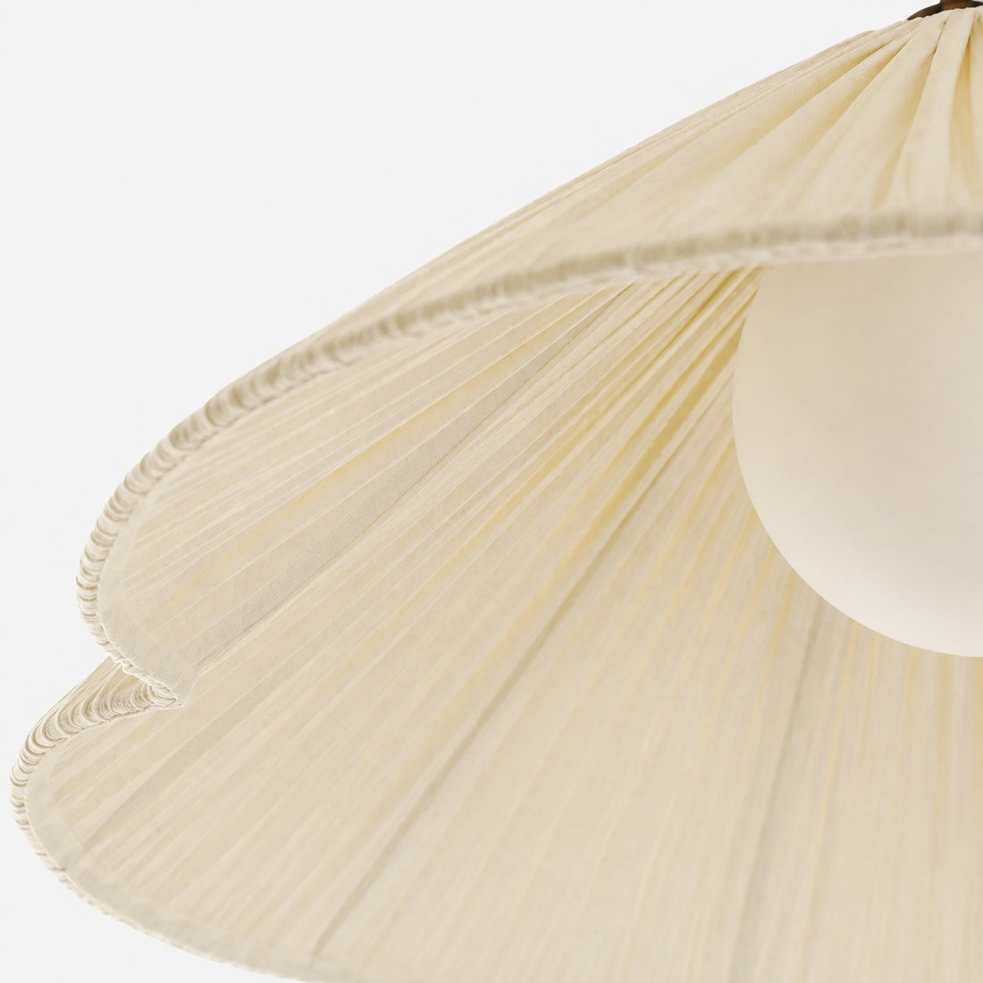 Lindi - aged brass and linen oversized scalloped pendant