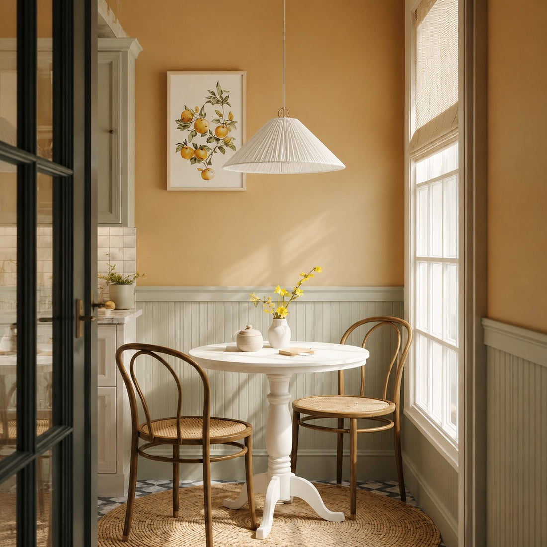 Lindi - aged brass and linen oversized scalloped pendant