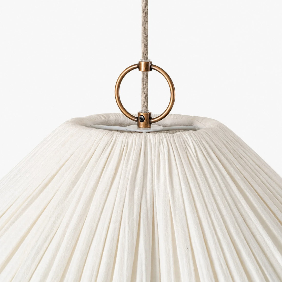 Lindi - aged brass and linen oversized scalloped pendant