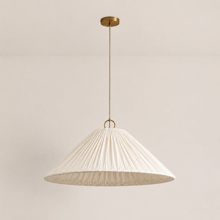 Lindi - aged brass and linen oversized scalloped pendant