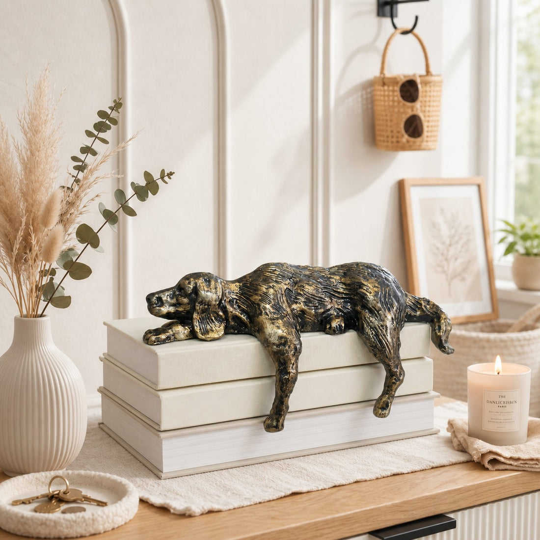 Floxo Geometric Dog Sculpture Modern Decor - Minimalist Iron Art for Desk