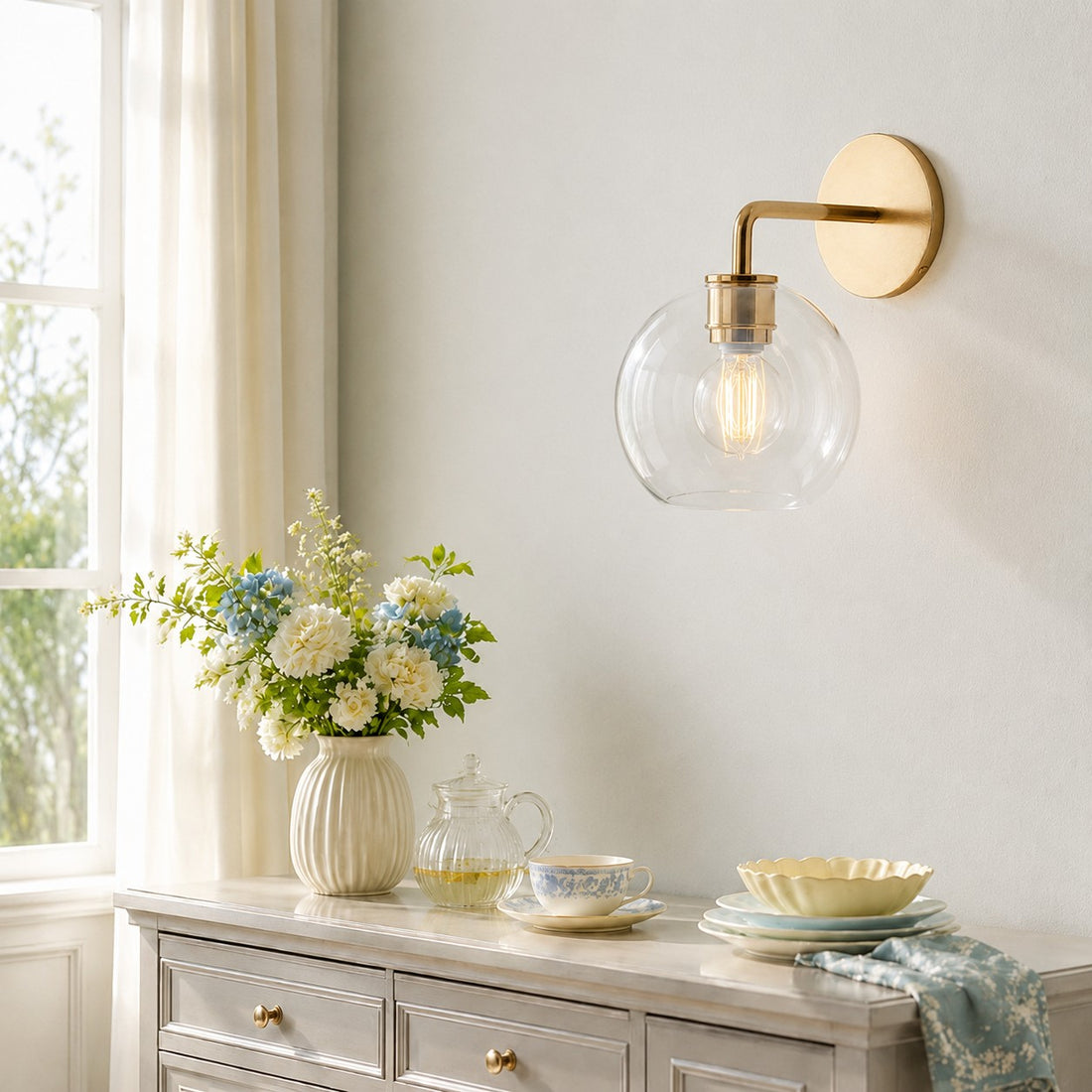 Selvion Artistic Globe Sconce Light - Handcrafted Glass Sculptural Wall Fixture