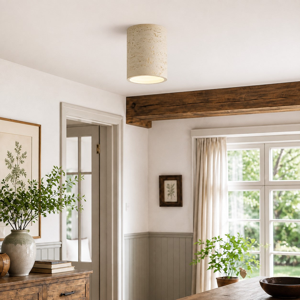 Modern Wabi-Sabi Cylindrical Ceiling Lamp