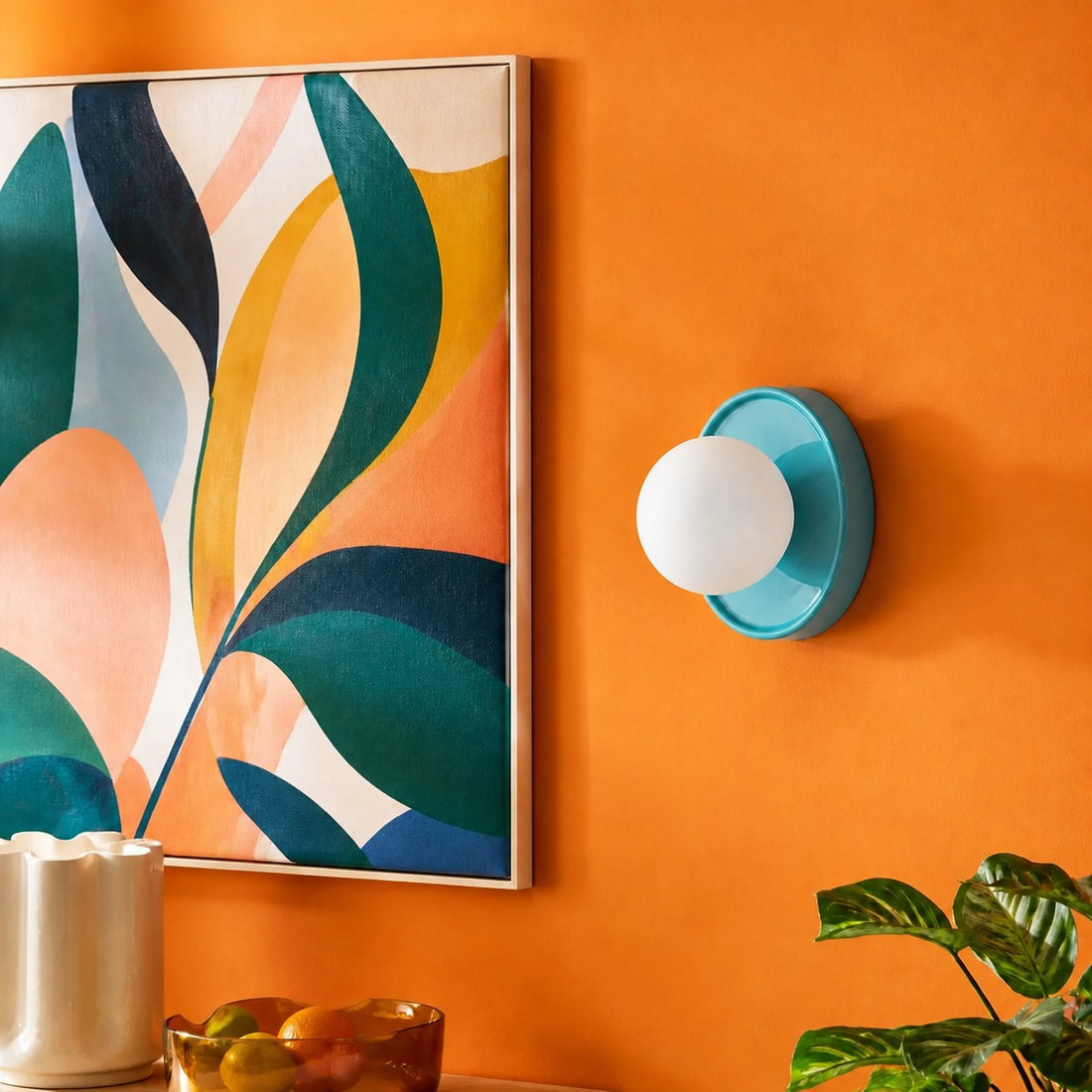 Ceramic Globe Wall Sconce – Opal Glass Bedside Light