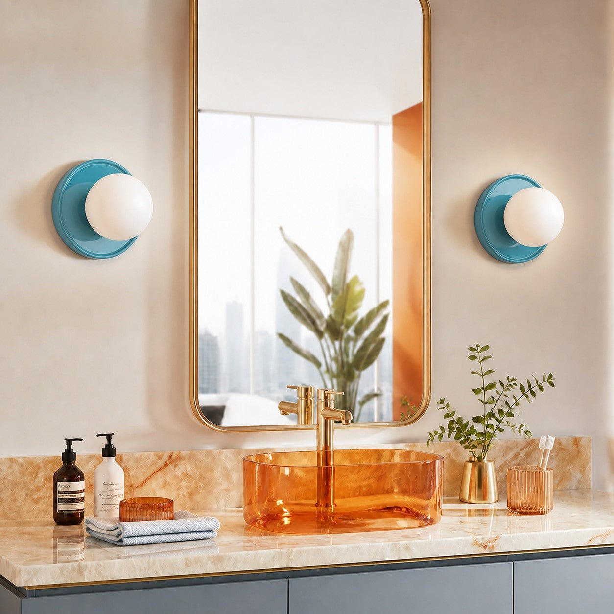 Ceramic Globe Wall Sconce – Opal Glass Bedside Light