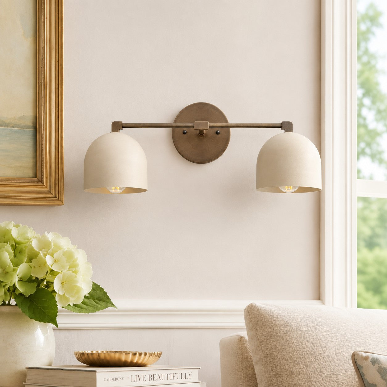 Metio Dome Mid-Century Deep Ball Vanity Lamp - Brass Wall Sconce